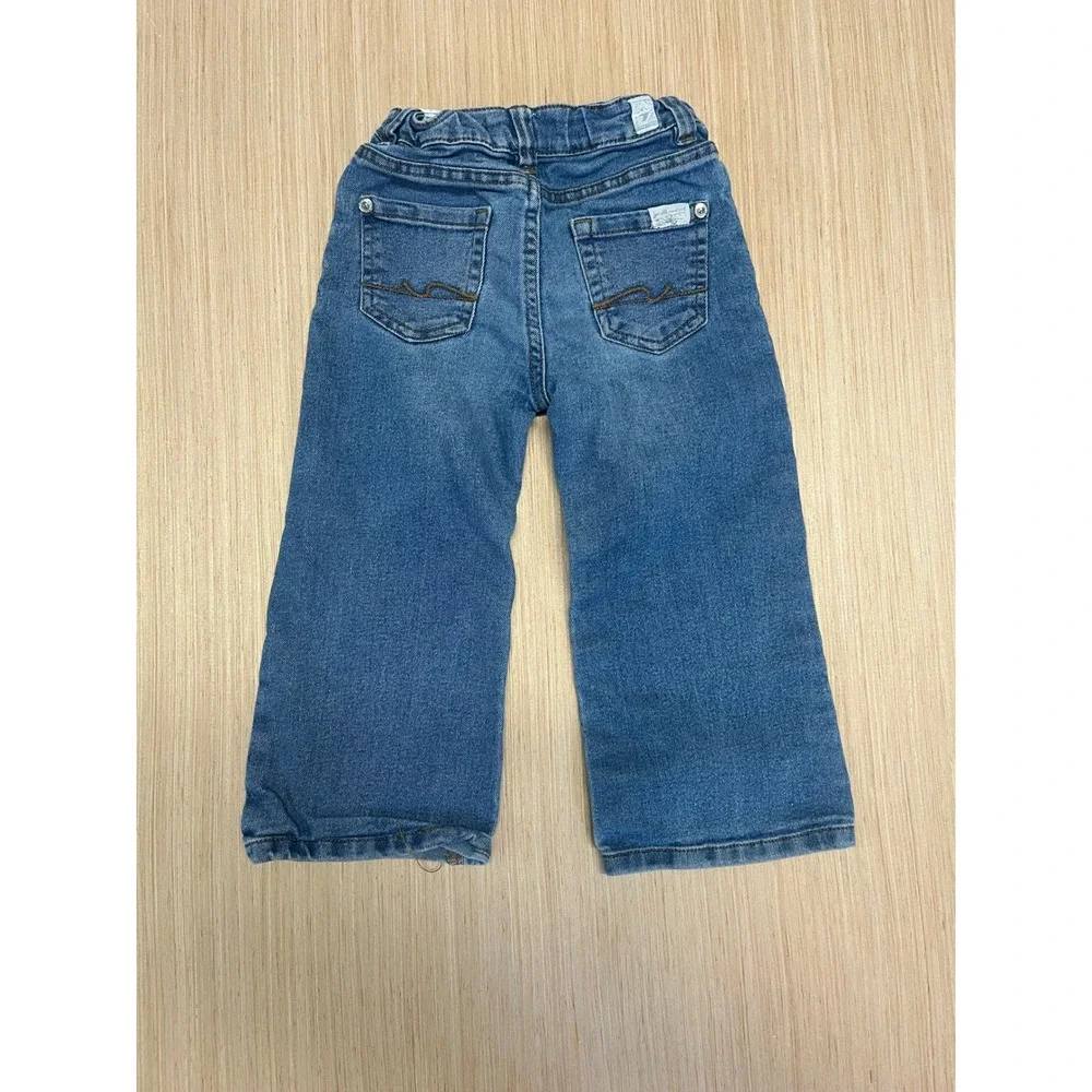 7 For All Mankind Kids Blue Straight Leg Denim Jeans Size 2T Adjustable Waist